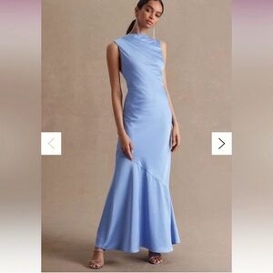 Significant Other Backless/Tie Back Blue Lana Cowl Neck Dress